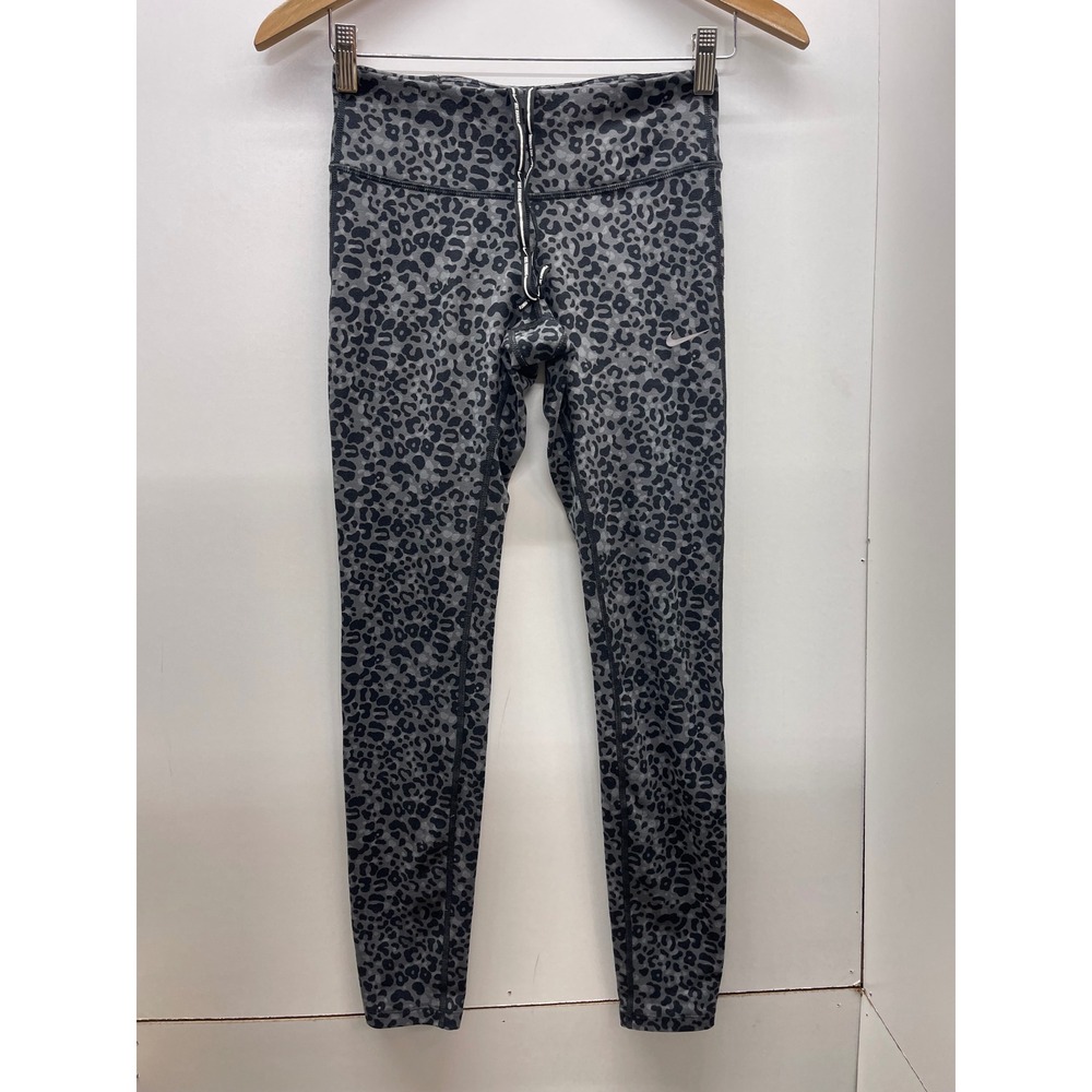Nike Dri-FIT Women Leopard Print Running Leggings Grey Black XS 0688009